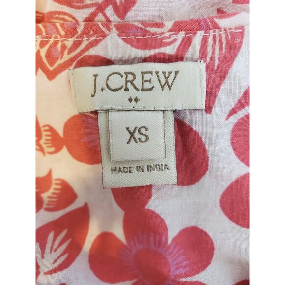 J Crew Lightweight Cotton Pink Floral Embroidered 1/4 Button Long Sleeve Top XS - Picture 4 of 5